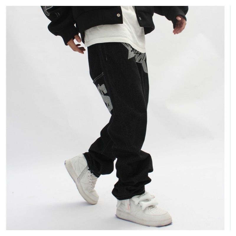Men's Jeans With Print Straight Baggy Punk Fashion Haruku Pants Printed Oversize Streetwear Y2k Black Trendyol Hip Hop Man 230216