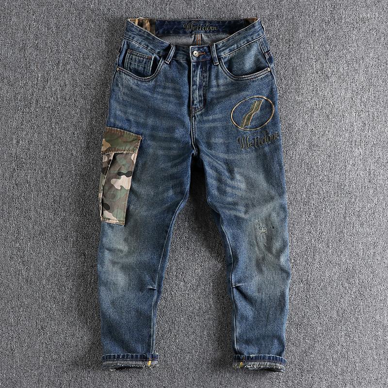Men's Jeans 2023 Camouflage Pocket Stitching Embroidered Men's Trend Loose Small Straight Leg Haren Pants 12, Blue
Men's Jeans 2023 Camouflage Pocket Stitching Embroidered Men's Trend Loose Small Straight Leg Haren Pants 12, Blue
