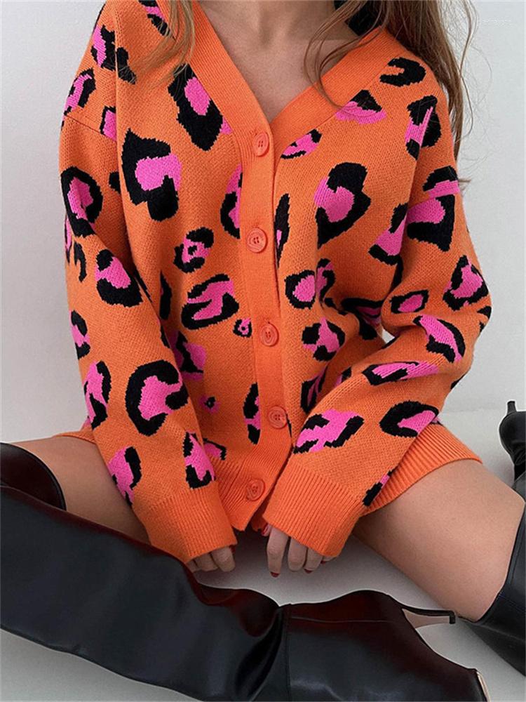 Women' Jackets Women Leopard Knit Outerwear Long Sleeve V Neck Button Down Cardigan Sweater Casual Loose Coat Female Autumn Winter
Women' Jackets Women Leopard Knit Outerwear Long Sleeve V Neck Button Down Cardigan Sweater Casual Loose Coat Female Autumn Winter