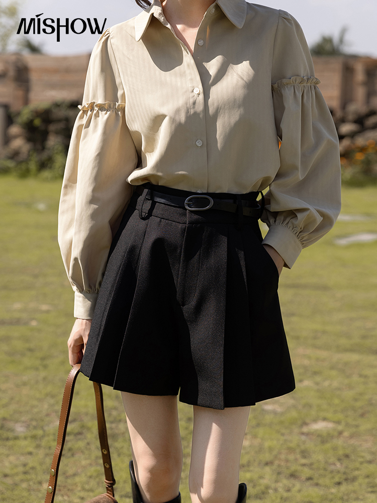 Women' Shorts MISHOW Women Autumn Retro Office Lady Solid High Waist Wide Leg Pants Casual Folds Female Bottoms with Belt MXB31K0454 230217, Black
Women' Shorts MISHOW Women Autumn Retro Office Lady Solid High Waist Wide Leg Pants Casual Folds Female Bottoms with Belt MXB31K0454 230217, Black