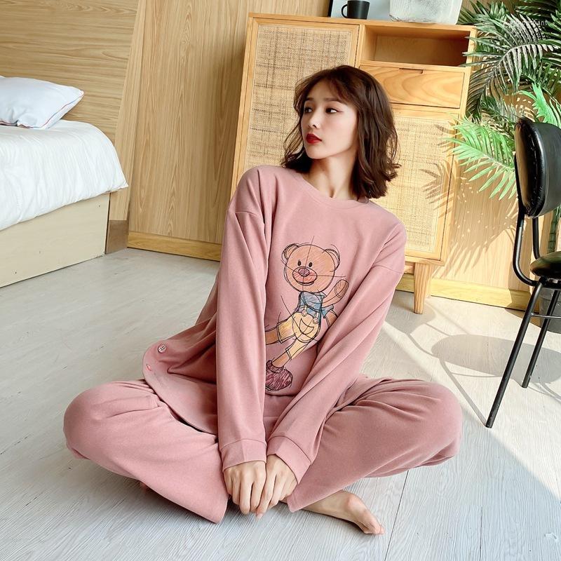 Women's Sleepwear Long Sleeve Round Neck Sleep Set Pajamas Home Clothes Printing Bear Nightwear Casual Big Size Thermal 2Pcs, Black
Women's Sleepwear Long Sleeve Round Neck Sleep Set Pajamas Home Clothes Printing Bear Nightwear Casual Big Size Thermal 2Pcs, Black