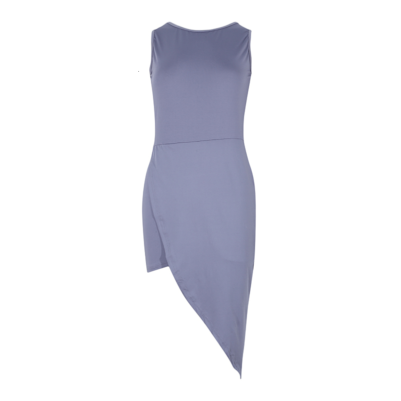 Casual Dresses Sexy Oblique Pendulum Summer Women O-Neck Solid Sleeveless Slim Female Asymmetrical Mini Party 230217