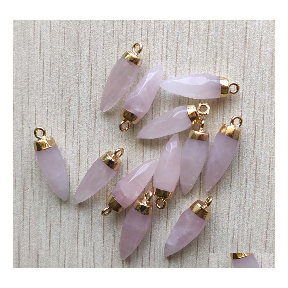 Charms Natural Rose Quartz Stone Cone Faceted Drop Pendants Diy Earring Necklace Bracelet Jewelry Accessories Makin Sport1 Delivery Dh27I
Charms Natural Rose Quartz Stone Cone Faceted Drop Pendants Diy Earring Necklace Bracelet Jewelry Accessories Makin Sport1 Delivery Dh27I
