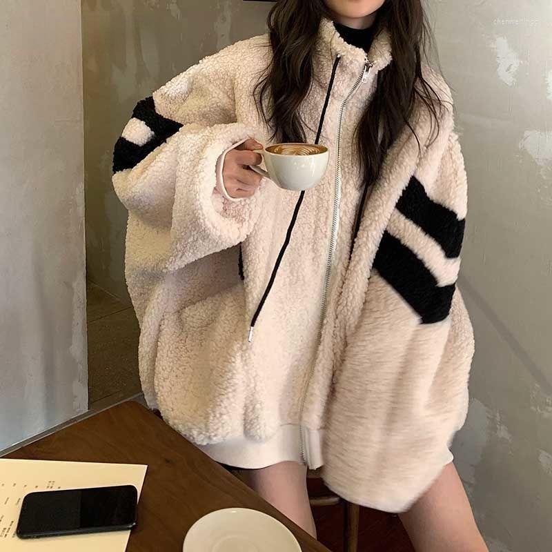 Women's Hoodies Deeptown Women Zipper Jackets Harajuku Oversized Korean Streetwear Faux Lamb Fleece Winter Stripe Coats Casual Outerwear, Beige
Women's Hoodies Deeptown Women Zipper Jackets Harajuku Oversized Korean Streetwear Faux Lamb Fleece Winter Stripe Coats Casual Outerwear, Beige