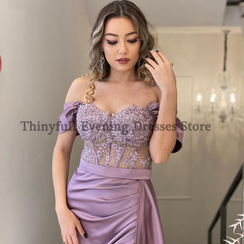 Party Dresses Thinyfull Sexy Prom Evening Dresses Off Shoulder Appliques Party Dress High Split Floor Length Cocktail Gowns Saudi Arabia Dubai 230217