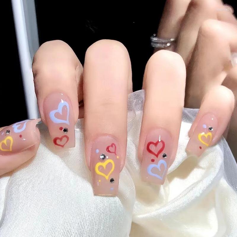False Nails 24pcs French Cartoon Flower Heart Design Long Coffin Ballet Fake Detachable Press On Nail Full Cover Manicure, B2l
False Nails 24pcs French Cartoon Flower Heart Design Long Coffin Ballet Fake Detachable Press On Nail Full Cover Manicure, B2l