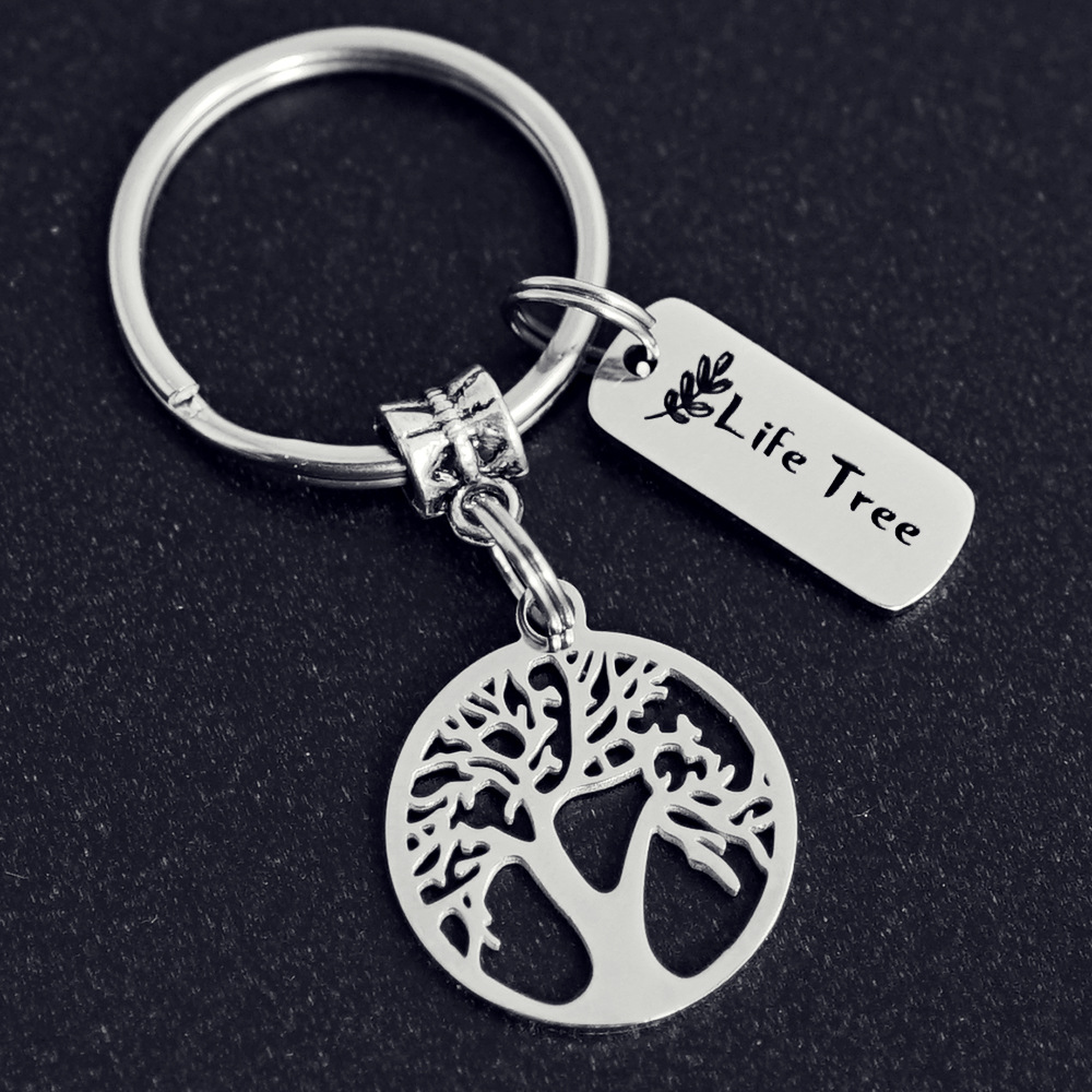 Life Tree Keychain Pendant Stainless Steel Keychain Keyring Creative Birthday Gift Key Chains