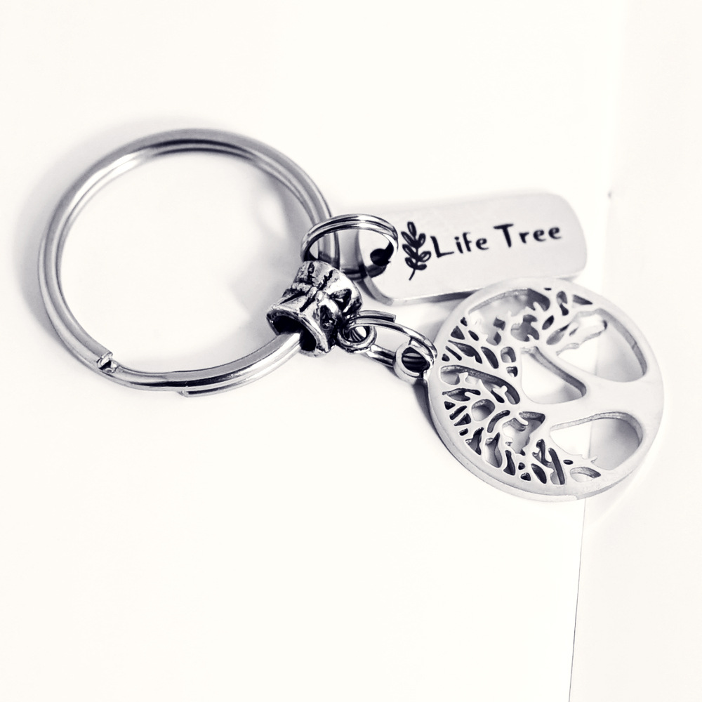 Life Tree Keychain Pendant Stainless Steel Keychain Keyring Creative Birthday Gift Key Chains