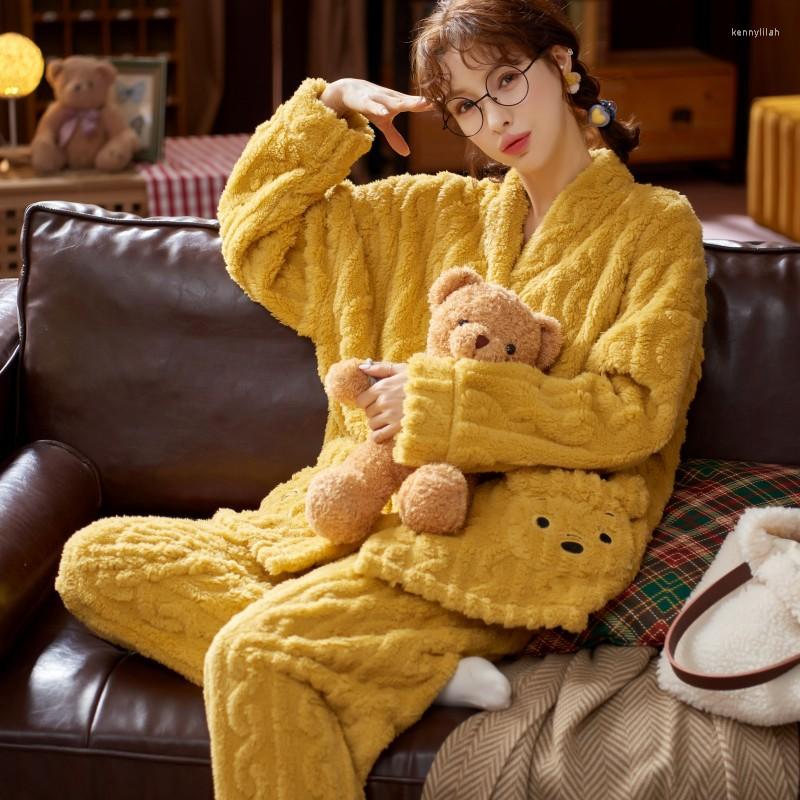 Women's Sleepwear Winter Softy Pyjamas Suits Sexy V-neck 2PCS Full Sleeve Nightwear Elastic Waist Pajamas Sets Flannel Warm Lounge Wear, Yellow
Women's Sleepwear Winter Softy Pyjamas Suits Sexy V-neck 2PCS Full Sleeve Nightwear Elastic Waist Pajamas Sets Flannel Warm Lounge Wear, Yellow