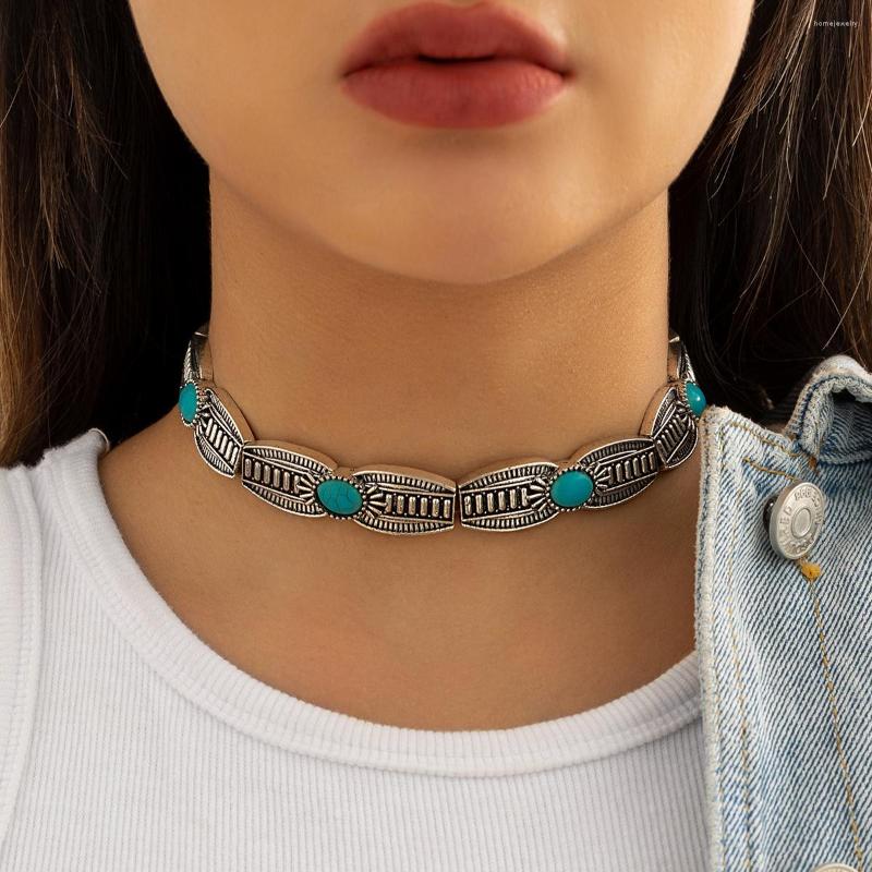 Pendant Necklaces IngeSight.Z Vintage Ethnic Green Stone Choker Necklace For Women Punk Metal Silver Color Engraved Print Short Collar
Pendant Necklaces IngeSight.Z Vintage Ethnic Green Stone Choker Necklace For Women Punk Metal Silver Color Engraved Print Short Collar