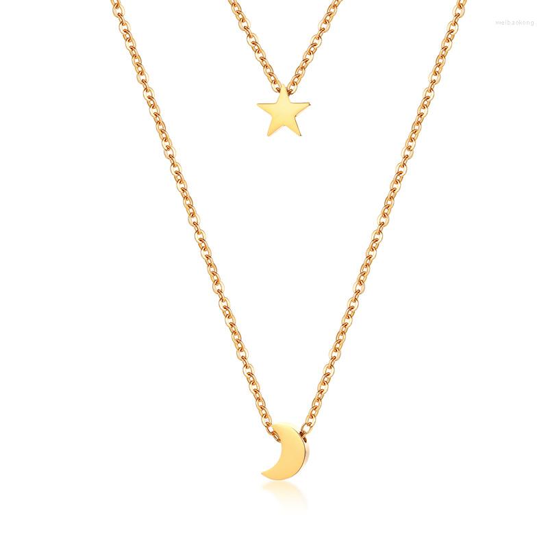 Pendant Necklaces Double Layer Star Moon Stainless Steel Necklace For Women Girl IP Gold Plating Chains Elegant Engagement Jewelry
Pendant Necklaces Double Layer Star Moon Stainless Steel Necklace For Women Girl IP Gold Plating Chains Elegant Engagement Jewelry