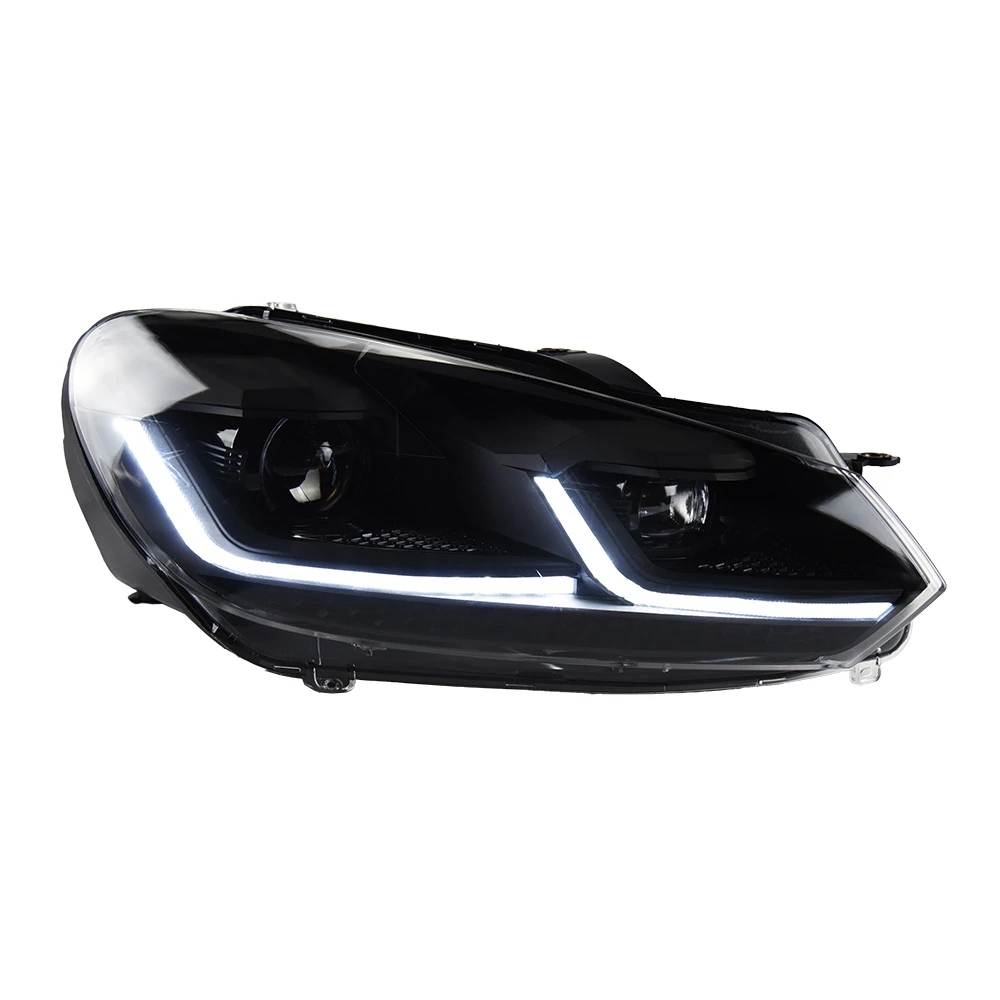 2 PCS Car Lights Parts For VW Golf 6 MK6 jetta R20 2009-2012 Black Samurai Style Head lamps LED Headlight LED Dual beam lens