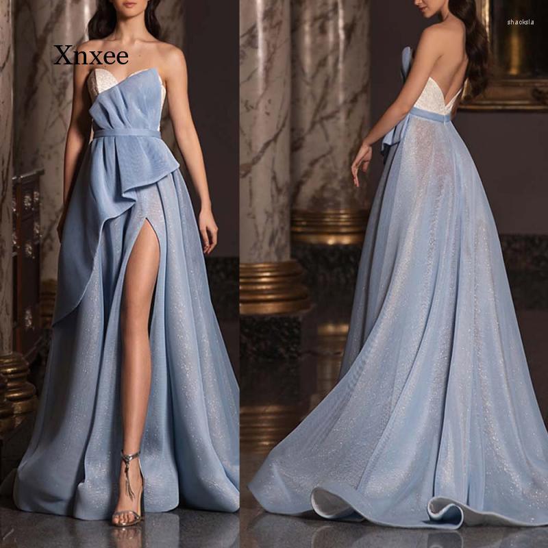 Casual Dresses Vintage Formal Dress Simple Evening Blue Strapless Gown Backless Prom Vestidos Elegant Clothing Outfits
Casual Dresses Vintage Formal Dress Simple Evening Blue Strapless Gown Backless Prom Vestidos Elegant Clothing Outfits