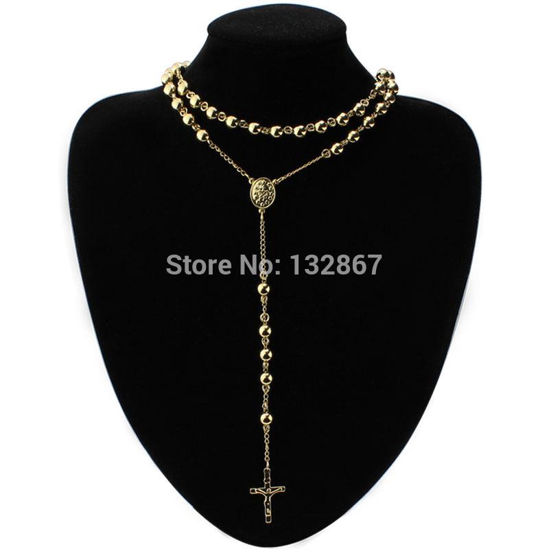 Pendant Necklaces 8mm Men Women Heavy Gold Stainless Steel JESUS Cross Rosary Necklace 30'' 5.5''
Pendant Necklaces 8mm Men Women Heavy Gold Stainless Steel JESUS Cross Rosary Necklace 30'' 5.5''