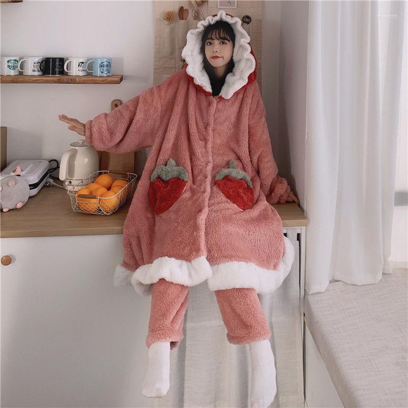 Women's Sleepwear Women Pajamas Cute Strawberry Women's Suit Flannel Warm Hooded Nightgown Girls Home Service Winter Long Bathrobe, Strawberry nightgown
Women's Sleepwear Women Pajamas Cute Strawberry Women's Suit Flannel Warm Hooded Nightgown Girls Home Service Winter Long Bathrobe, Strawberry nightgown