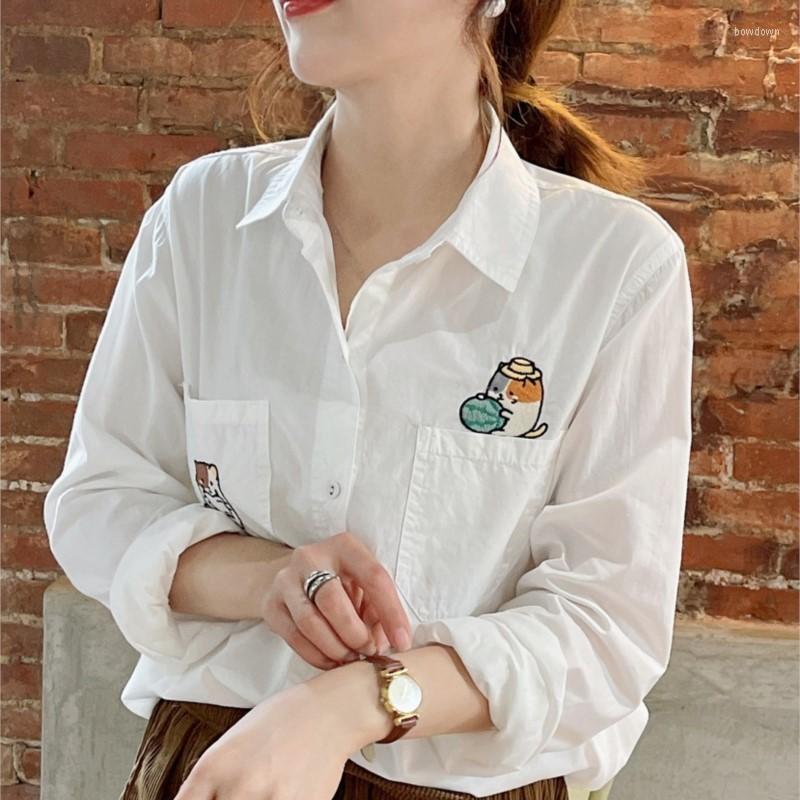 Women's Blouses Women Embroidery Shirts Cartoon Loose Long Sleeve White Blue Lady Tops Female Clothes Japan Style
Women's Blouses Women Embroidery Shirts Cartoon Loose Long Sleeve White Blue Lady Tops Female Clothes Japan Style