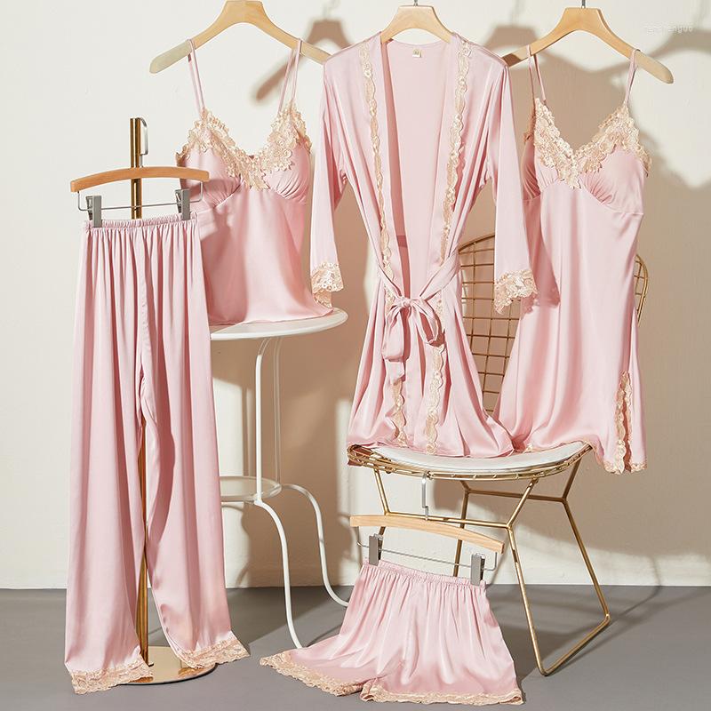 Women's Sleepwear 5PCS Women Kimono Pajamas Sets Faux Silk Bride Dressing Bathrobe Gown Sexy Nightgown Nightwear Summer Lace Home Wear, Gray
Women's Sleepwear 5PCS Women Kimono Pajamas Sets Faux Silk Bride Dressing Bathrobe Gown Sexy Nightgown Nightwear Summer Lace Home Wear, Gray