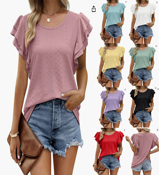 New cross-border European and American women's double-layer ruffled openwork long and short sleeves women's T-shirt, Silver
New cross-border European and American women's double-layer ruffled openwork long and short sleeves women's T-shirt, Silver