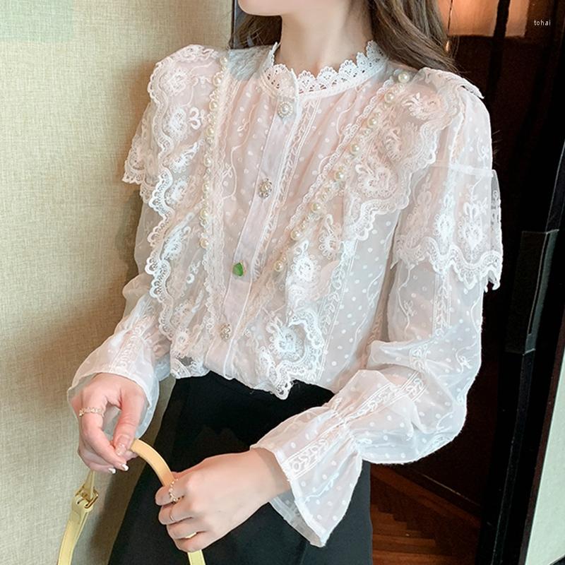 Women' Blouses Fashion Women Sweet Blouse Shirts Ladies Spring Single-Breasted Female Embroidery Ruffle Tops S9239, Beige
Women' Blouses Fashion Women Sweet Blouse Shirts Ladies Spring Single-Breasted Female Embroidery Ruffle Tops S9239, Beige