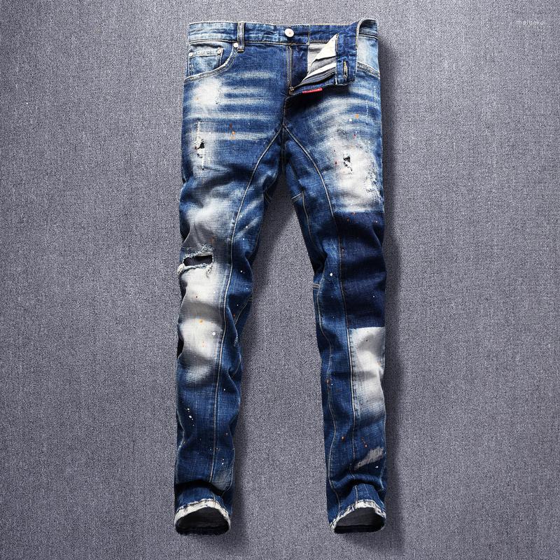 Men's Jeans Italian Style Fashion Men Retro Blue Elastic Slim Fit Ripped Streetwear Paint Designer Hip Hop Denim Punk Pants
Men's Jeans Italian Style Fashion Men Retro Blue Elastic Slim Fit Ripped Streetwear Paint Designer Hip Hop Denim Punk Pants