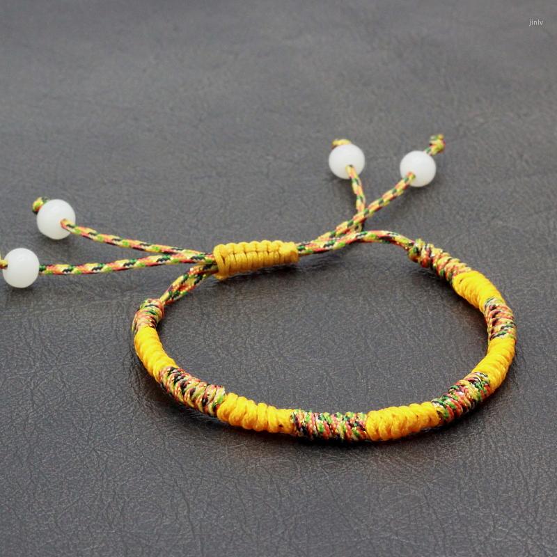Charm Bracelets 2023 Buddhism Lucky Rope String Braided Macrame Tibet Bracelet Beads Handmade Accessories