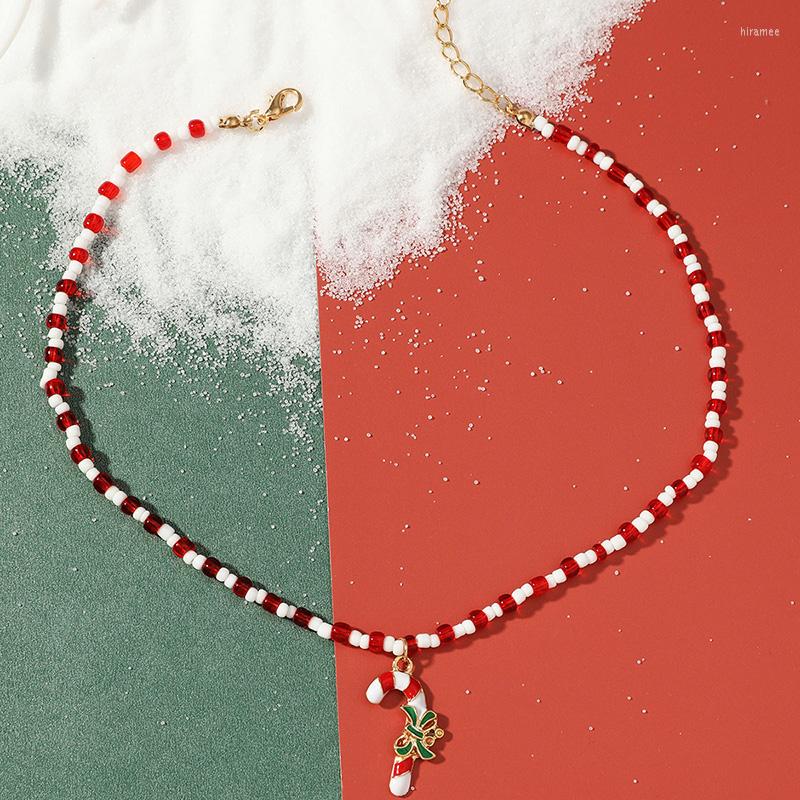 Chains Handmade Christmas Red White Beaded Necklaces For Women Girls Rice Bead Chain Xmas Cane Clavicle Gift Jewelry
Chains Handmade Christmas Red White Beaded Necklaces For Women Girls Rice Bead Chain Xmas Cane Clavicle Gift Jewelry