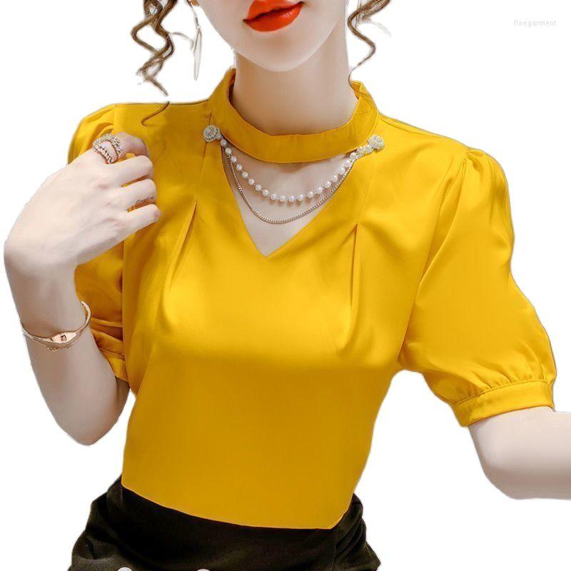 Women's Blouses Fashion Chiffon Short Sleeve Shirt Female Loose Pearl Chain Halter Neck Tops Summer Solid Color Temperament Coat Ladies, White
Women's Blouses Fashion Chiffon Short Sleeve Shirt Female Loose Pearl Chain Halter Neck Tops Summer Solid Color Temperament Coat Ladies, White