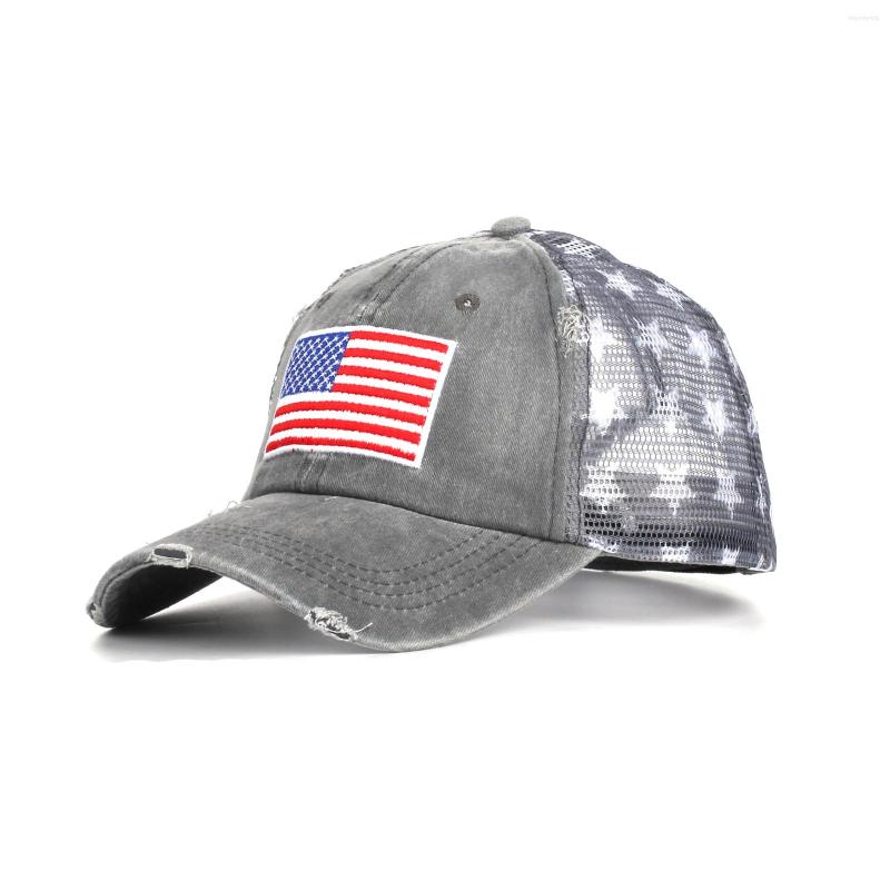 Ball Caps Ball Caps 4 Colors Distressed American Flag Star Cap Denim Baseball Women Jeans USA Hat