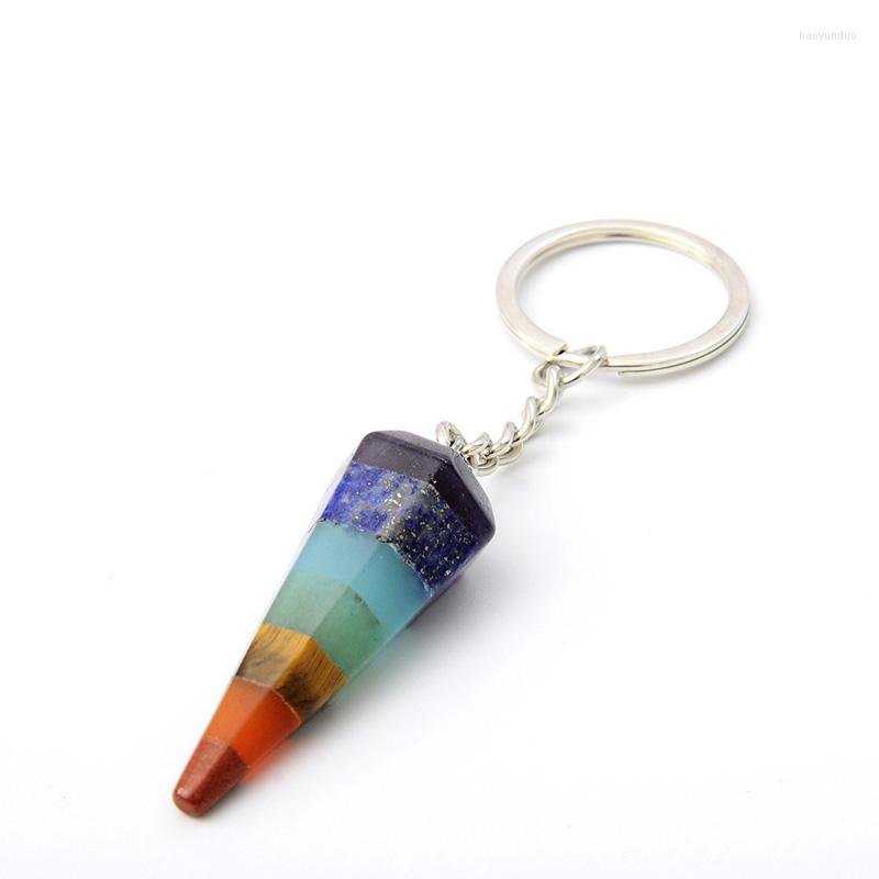 Keychains Hexagonal Cone Shape Chakra Stone Keychain Natural Crystal Pendulum Energy Key Ring
Keychains Hexagonal Cone Shape Chakra Stone Keychain Natural Crystal Pendulum Energy Key Ring