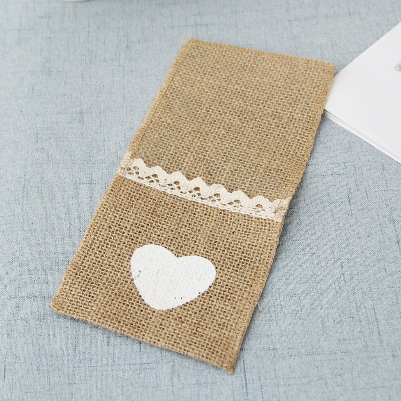 Confetti 100pcs 4 x 8 Inch Natural Burlap Utensil Holders Knifes Forks Bag Cutlery Pouch Party Bridal Shower Wedding Tableware Bags Favor