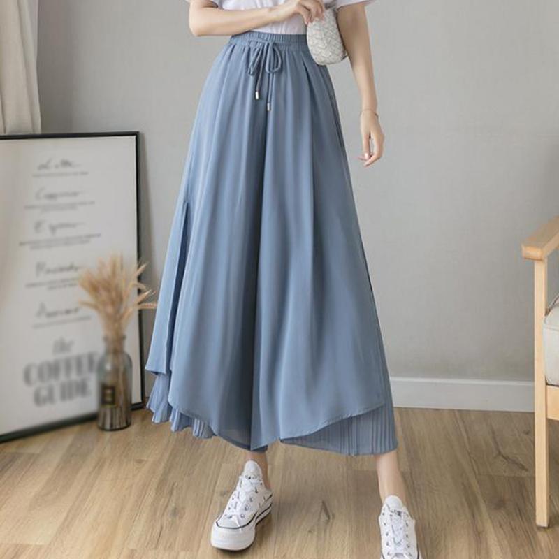 Women's Pants & Capris Casual Summer Culottes Elastic Waist Pleated Chiffon Loose Wide Leg Skirt Blue Capri Women Bottoms, White pants
Women's Pants & Capris Casual Summer Culottes Elastic Waist Pleated Chiffon Loose Wide Leg Skirt Blue Capri Women Bottoms, White pants