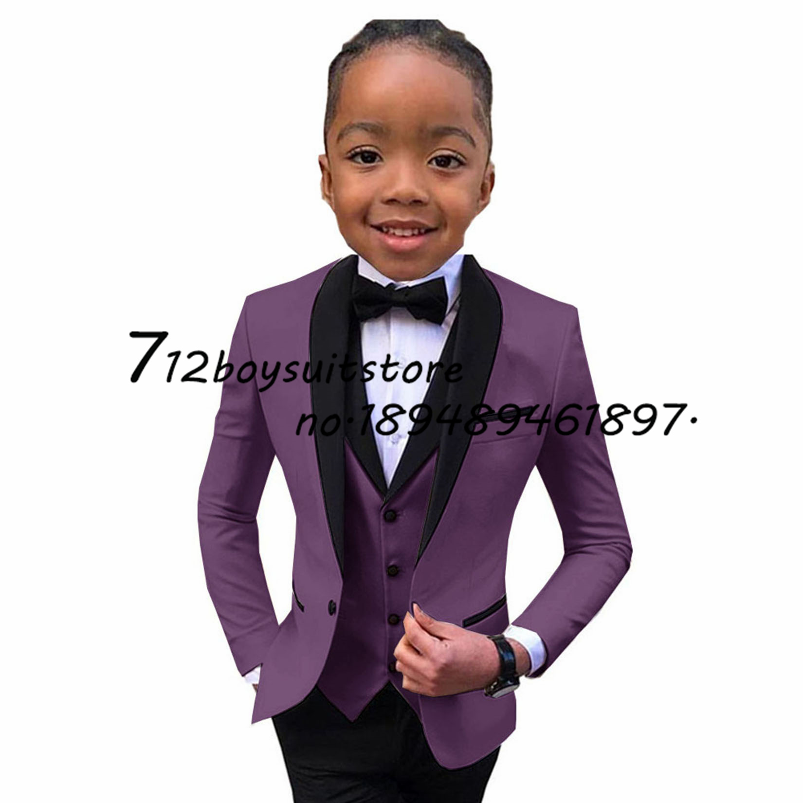 Formal Boys Suit 3 Pieces Wedding Tuxedo Kids Jacket Pants Vest Set Fashion Blazer Child Slim Fit Complete Clothes