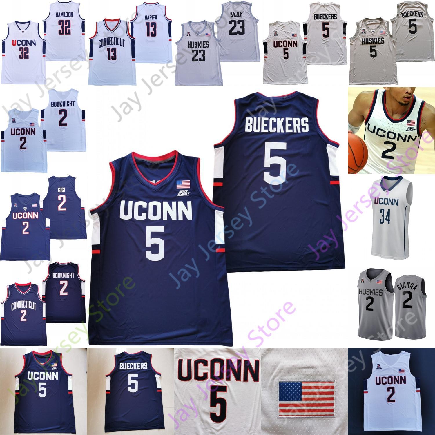 

Connecticut UConn Huskies Basketball Jersey NCAA College Paige Bueckers Tyler Polley Andre Jackson Adama Sanogo Jalen Gaffney R.J. Cole Tyre, Navy 2019