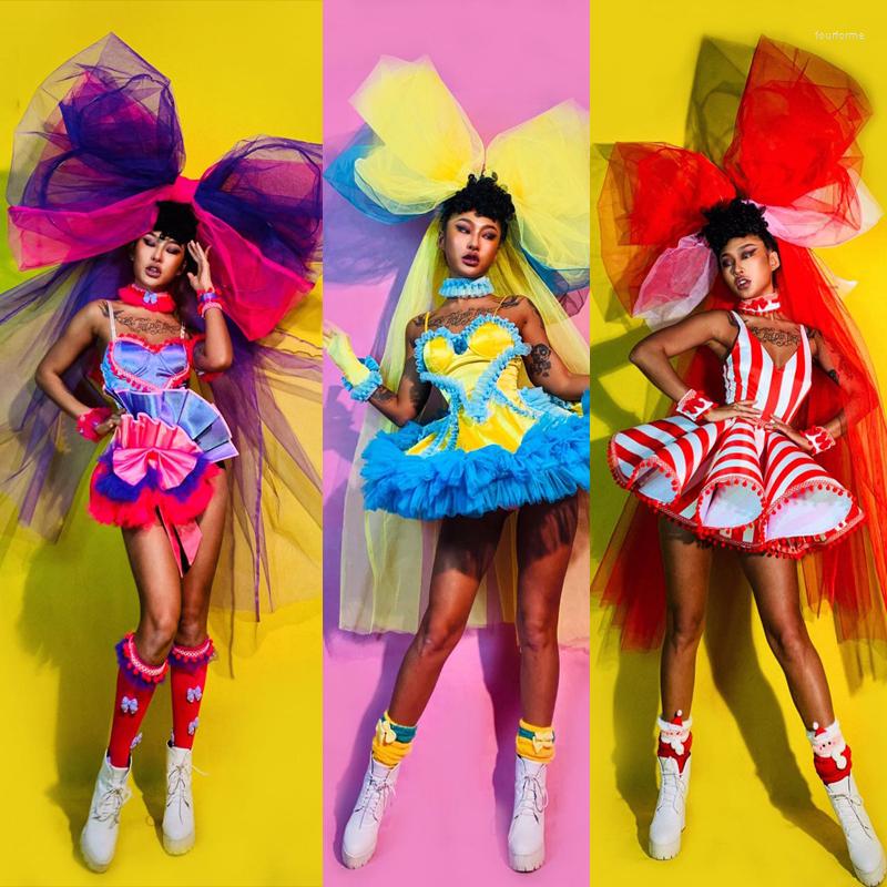 Stage Wear Christmas Party Candy Color Big Bow Headdress Suit Female Singer DJDS Dance Team Costumes Festival Rave Outfits DWY5063, Style-c
Stage Wear Christmas Party Candy Color Big Bow Headdress Suit Female Singer DJDS Dance Team Costumes Festival Rave Outfits DWY5063, Style-c