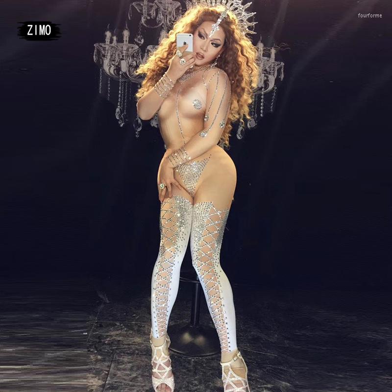 Stage Wear Fashion Rhinestones Jumpsuit Women Nude Skinny Sexy Elastic Party Nightclub Singer Crystal Performancepole Dance Clothing, Style 1
Stage Wear Fashion Rhinestones Jumpsuit Women Nude Skinny Sexy Elastic Party Nightclub Singer Crystal Performancepole Dance Clothing, Style 1