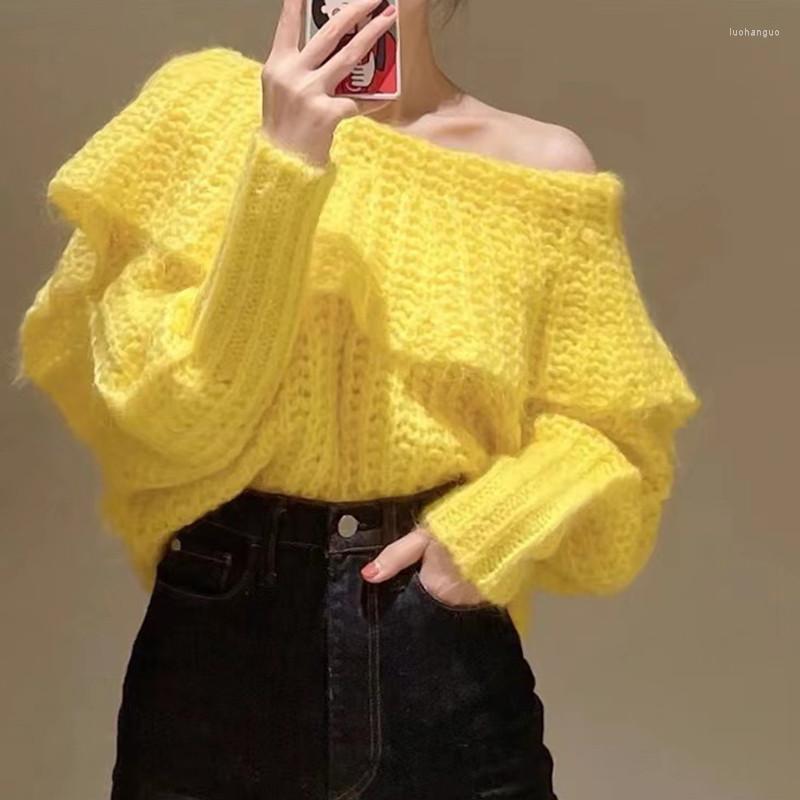 Women's Sweaters JSXDHK Korean Fashion Chic Spring Women 2023 Yellow Knitted Slash Neck Ruffles Back Lace Up Loose Pullovers Female
Women's Sweaters JSXDHK Korean Fashion Chic Spring Women 2023 Yellow Knitted Slash Neck Ruffles Back Lace Up Loose Pullovers Female