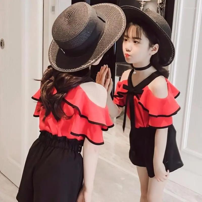 Clothing Sets Girls' Summer Suit 2023 Children's Suspender 0ff Shoulder Top Korean Version Shorts Two-Piece Set Kids Clothes RUFFLE, Red
Clothing Sets Girls' Summer Suit 2023 Children's Suspender 0ff Shoulder Top Korean Version Shorts Two-Piece Set Kids Clothes RUFFLE, Red