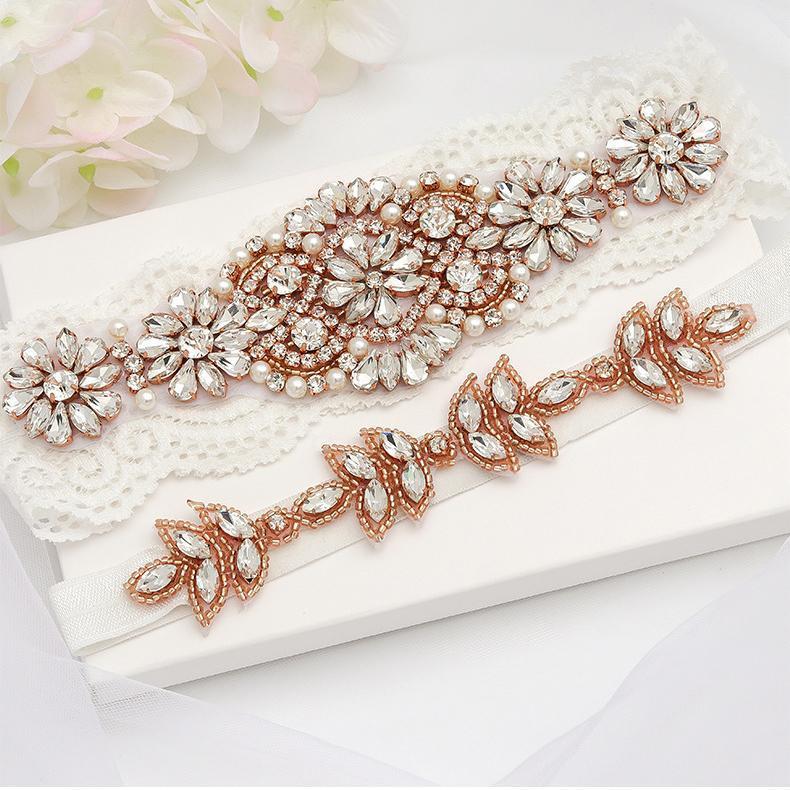 Suspenders Vintage Wedding Garter Pearl s Leg Ring Sexy Garters Rose Gold Colour Thigh Bridal Accessories Bride Jewelry m238 230217