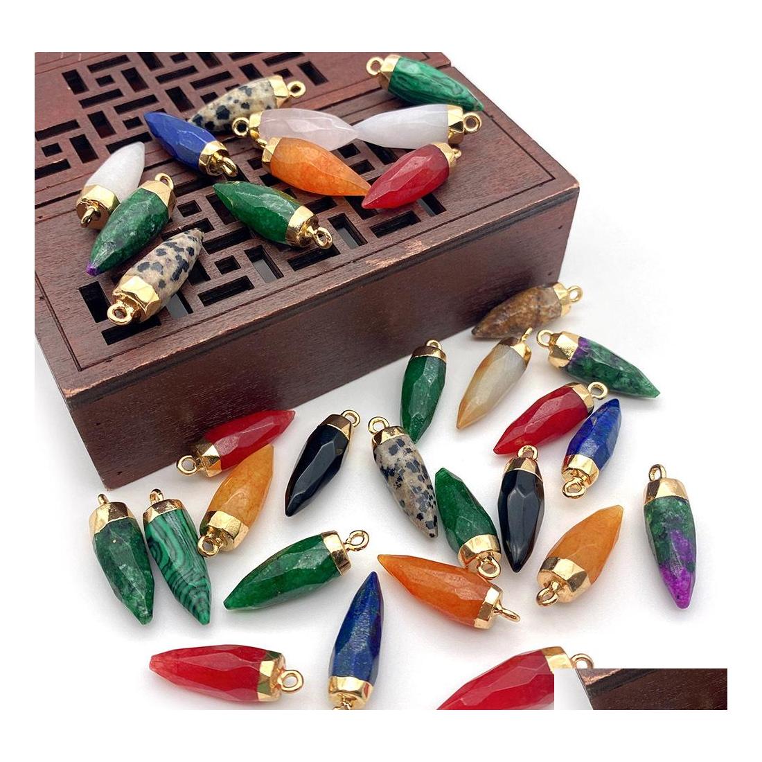 Charms 8X25Mm Natural Crystal Stone Cone Green Rose Quartz Pendants Gold Edge Trendy For Necklace Earrings Jewelry Making Yzediblesh Dh1Ih
Charms 8X25Mm Natural Crystal Stone Cone Green Rose Quartz Pendants Gold Edge Trendy For Necklace Earrings Jewelry Making Yzediblesh Dh1Ih
