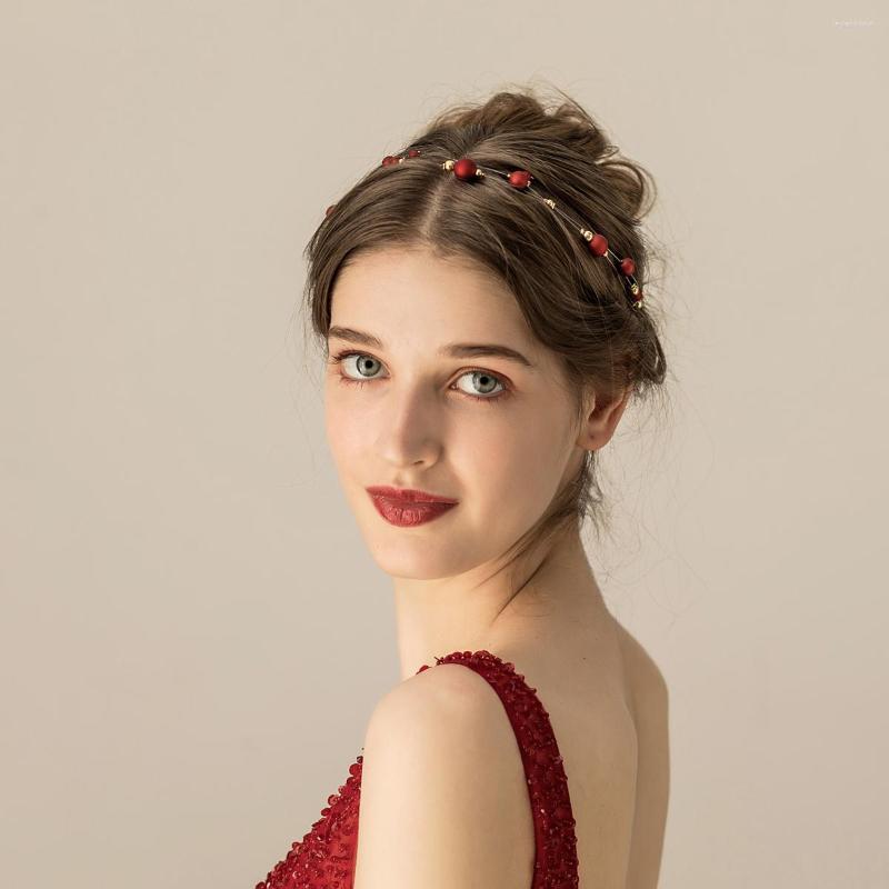 Headpieces O548 Elegant Wedding Bridal Headband Earring Set Red Beads Gold Thread Handmade Brides Bridesmaid Headpiece Women Marriage Tiara
Headpieces O548 Elegant Wedding Bridal Headband Earring Set Red Beads Gold Thread Handmade Brides Bridesmaid Headpiece Women Marriage Tiara