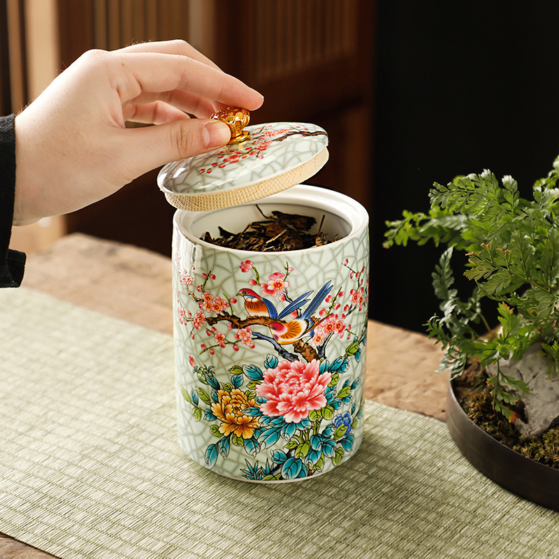 Storage Bottles Jars European Ceramic Storage Jar Enamel Decorative Kitchen Cereal Dispenser Coffee Table Desktop Tea Canister Living Room Candy Jars 