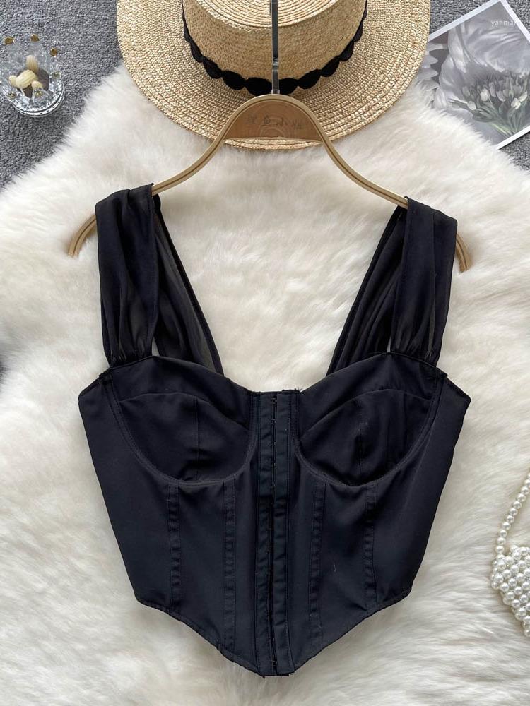 Women's Tanks Foamlina Sexy Women Black Camis Top Summer Mesh Patchwork Spaghetti Strap Sleeveless Front Hook Irregular Cropped Tank
Women's Tanks Foamlina Sexy Women Black Camis Top Summer Mesh Patchwork Spaghetti Strap Sleeveless Front Hook Irregular Cropped Tank