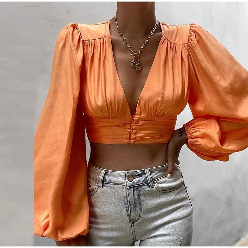 Women's T Shirts 2023 Summer Women Top Deep V Neck Button Up Solid Lantern Long Sleeve Casual Sexy Elegant Party Crop Tops, Orange
Women's T Shirts 2023 Summer Women Top Deep V Neck Button Up Solid Lantern Long Sleeve Casual Sexy Elegant Party Crop Tops, Orange