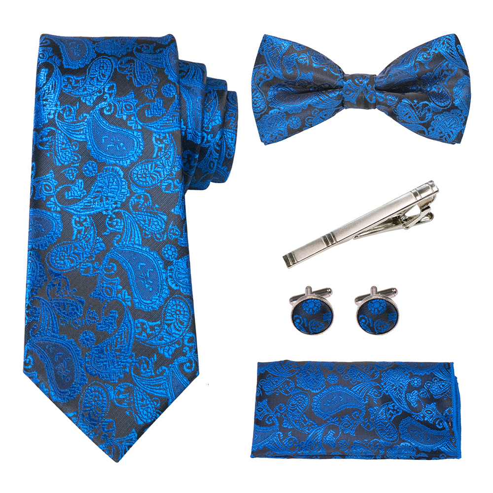 Bolo Ties Men 100 Silk For Wedding Blue Necktie Handkerchief Cufflinks Bow 5 pcs Set Paisley Jacquard Woven Neck Gift 230217
Bolo Ties Men 100 Silk For Wedding Blue Necktie Handkerchief Cufflinks Bow 5 pcs Set Paisley Jacquard Woven Neck Gift 230217
