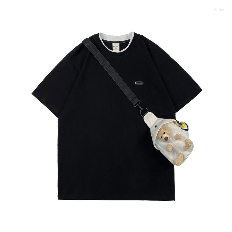 Women' T Shirts Summer Embroidery Short-sleeved T-shirt Cute Bear Diagonal Backpack Female Loose Casual Top Student Solid Color, Black
Women' T Shirts Summer Embroidery Short-sleeved T-shirt Cute Bear Diagonal Backpack Female Loose Casual Top Student Solid Color, Black