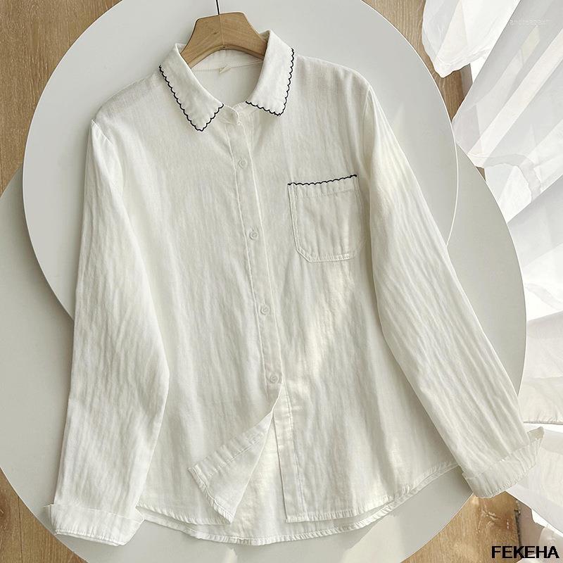 Women' Blouses Women White Shirts Cotton Yarn Long Sleeve Lady Tops Female Clothes Japan Style
Women' Blouses Women White Shirts Cotton Yarn Long Sleeve Lady Tops Female Clothes Japan Style