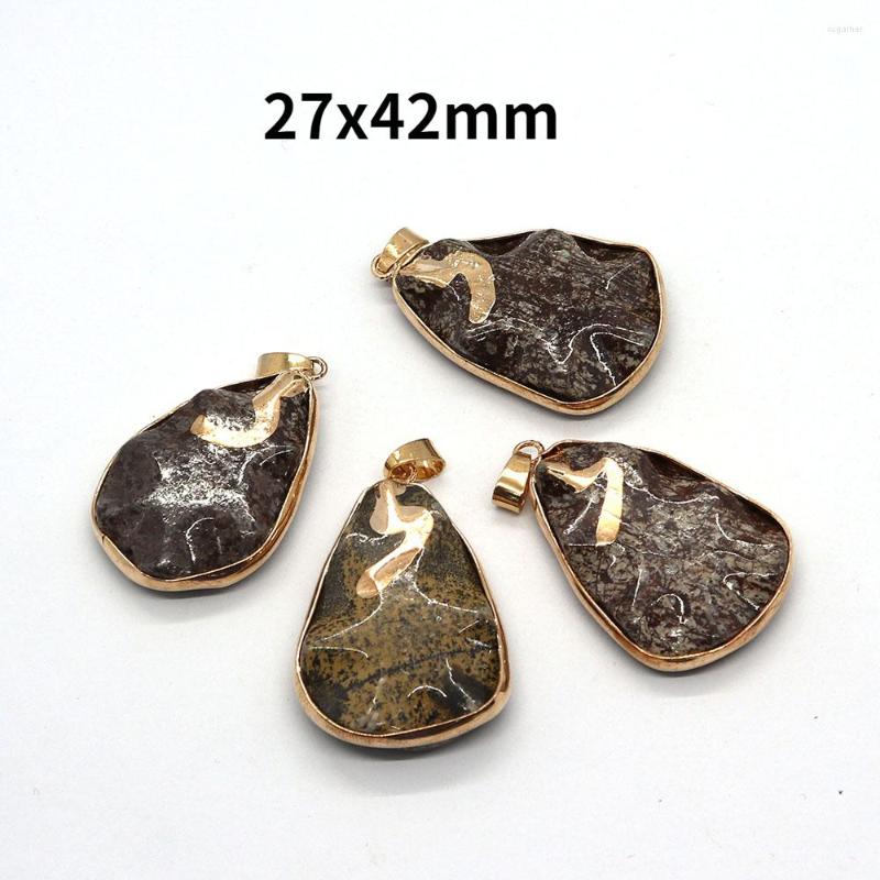 Pendant Necklaces 1pc 27x42mm Natural Semi-precious Stone Turquoise Pendants Charms Gold Color Plated Edged Irregular Shaped Couple Rings
Pendant Necklaces 1pc 27x42mm Natural Semi-precious Stone Turquoise Pendants Charms Gold Color Plated Edged Irregular Shaped Couple Rings