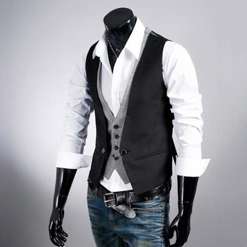 Men's Vests Business and Leisure Men's Double Breasted Waistcoat Dress Vest Meeting Party Wedding Formal Sleeveless Jacket 230217