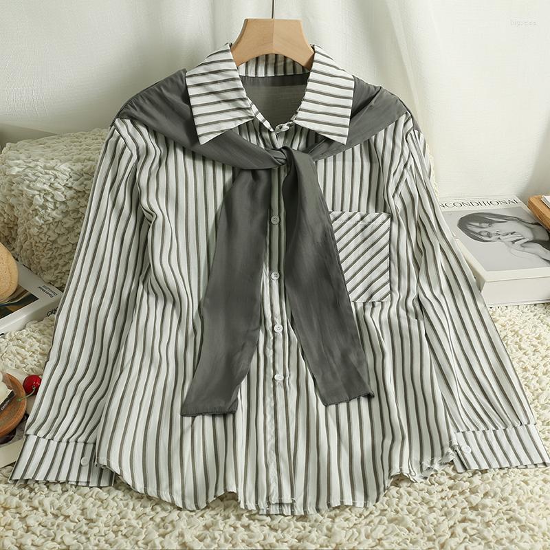Women's Blouses Korejepo Shawl Fake Two-piece Shirt Korean Striped Women Spring 2023 Top Long Sleeved Loose Versatile Age Reducing Shirts, Gray stripe
Women's Blouses Korejepo Shawl Fake Two-piece Shirt Korean Striped Women Spring 2023 Top Long Sleeved Loose Versatile Age Reducing Shirts, Gray stripe