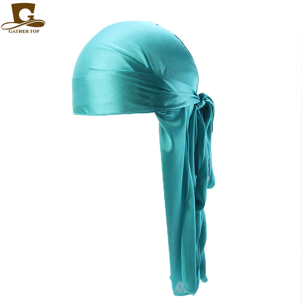 Headbands Wholesale Durag Men Solid Color Silk Durag Breathable Turban Fashion Hair Bands 13Pcspackage 230217